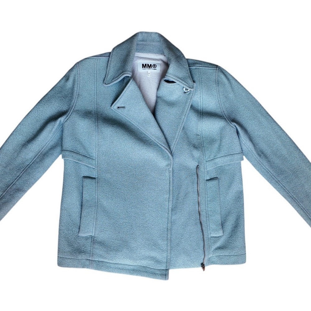 MM6 Maison Martin Margiela Wool Moto Jacket – Ice Blue